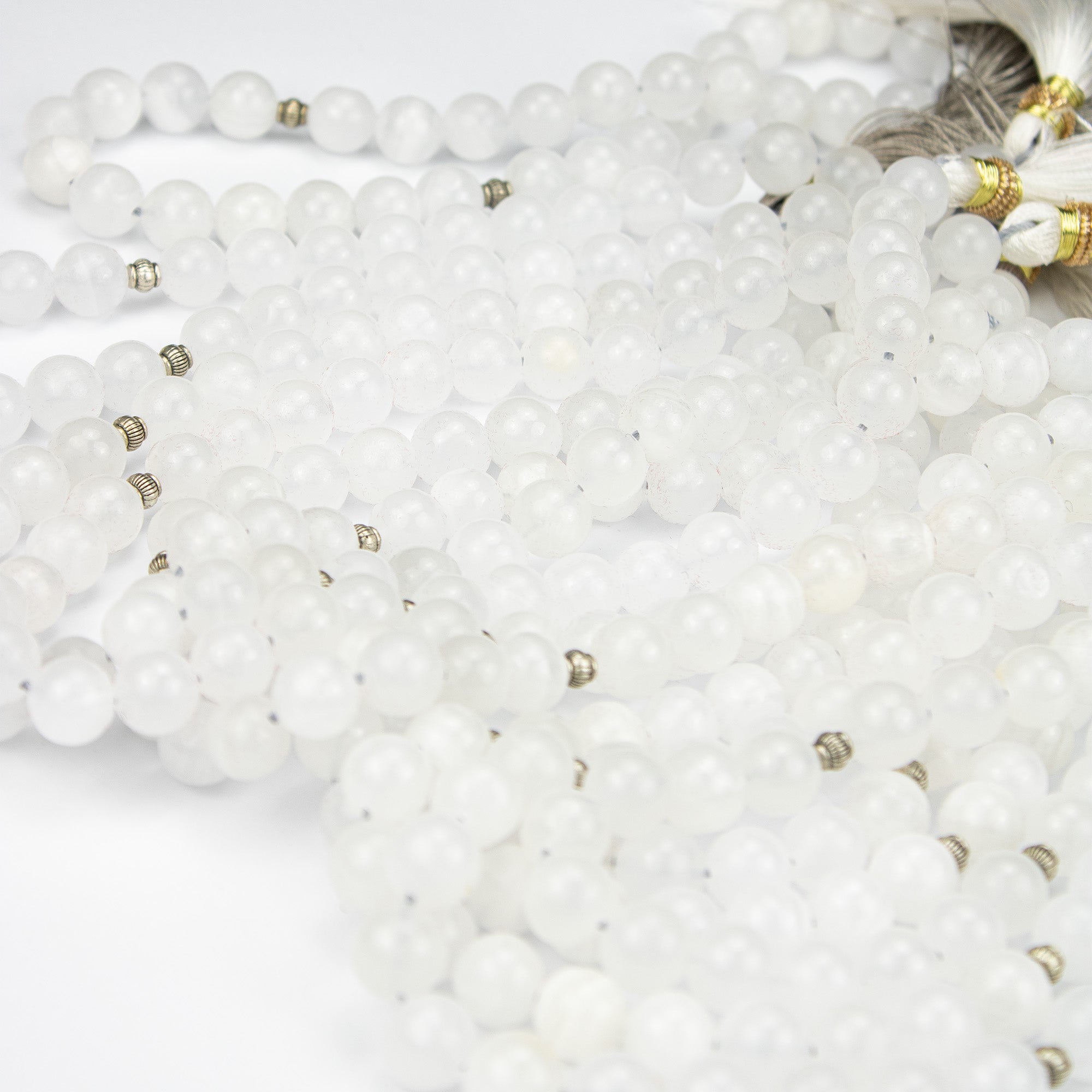 Afghan Crystal White Calcite Tasbih 35 Beads – Natural Pure White Prayer Beads – Handmade Premium Misbaha
