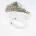 Afghan Crystal White Calcite Tasbih 35 Beads – Natural Pure White Prayer Beads – Handmade Premium Misbaha