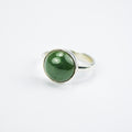 Afghan Nephrite Jade Ring in 925 Sterling Silver – Natural Green Gemstone Ring – Size 17 mm