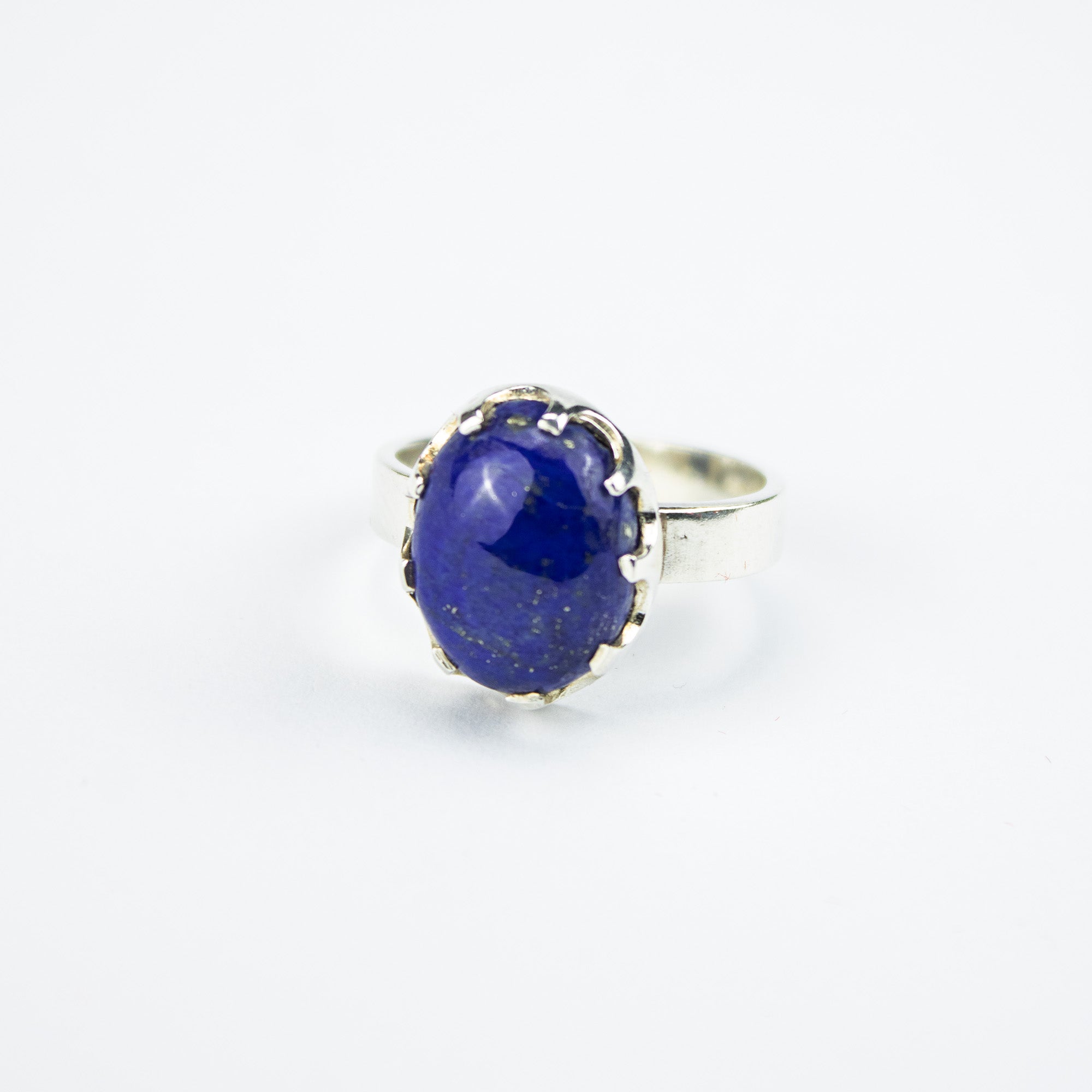 Lapis Lazuli Ring in 925 Sterling Silver – Natural Deep Blue Gemstone Ring – Size 17 mm