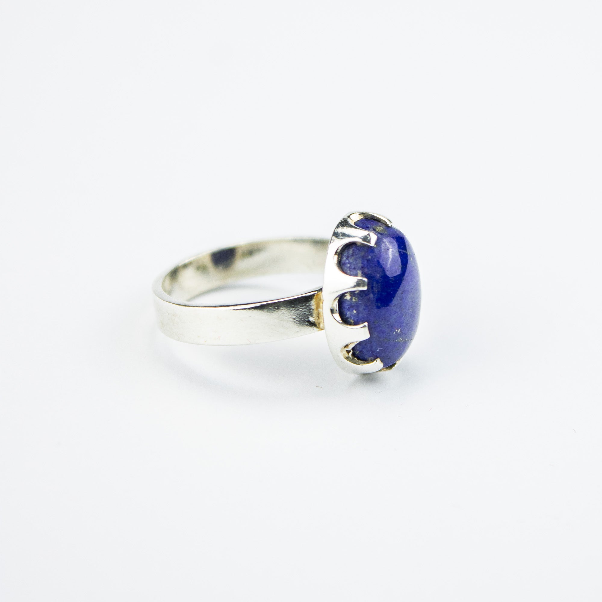 Lapis Lazuli Ring in 925 Sterling Silver – Natural Deep Blue Gemstone Ring – Size 17 mm