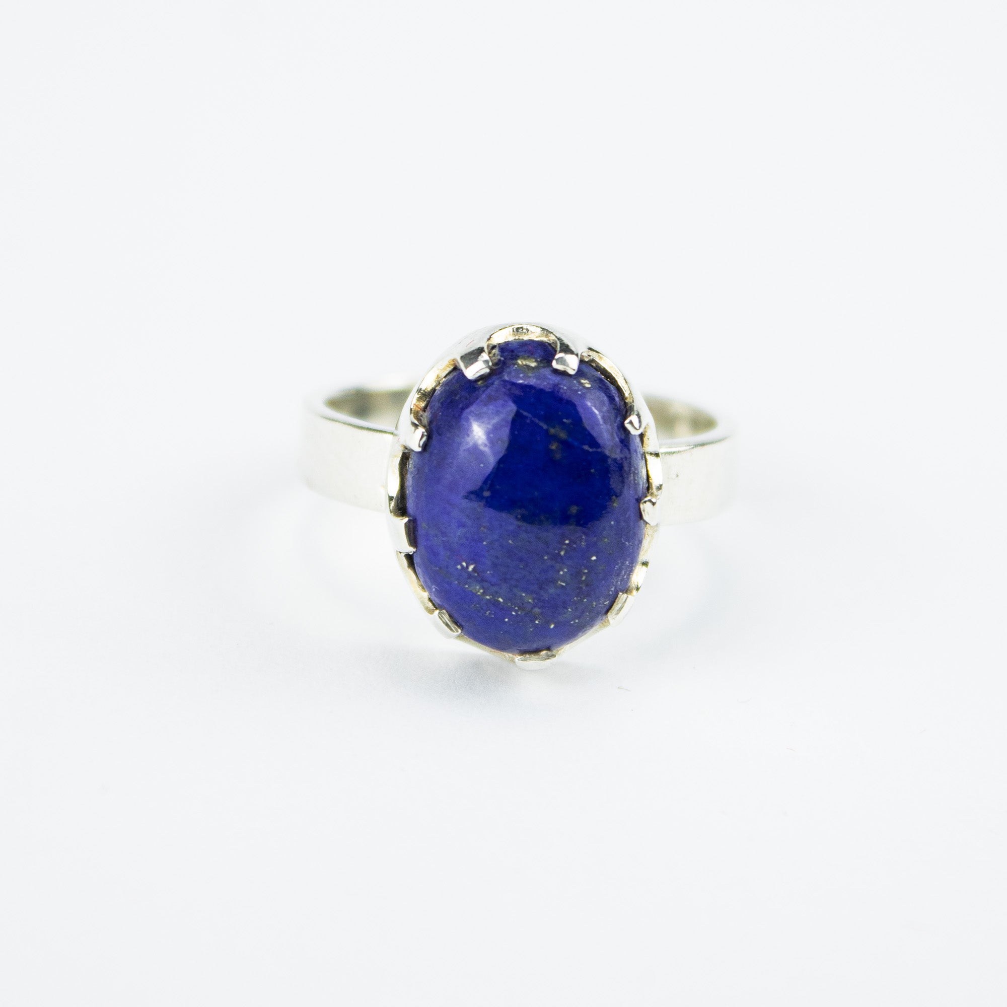Lapis Lazuli Ring in 925 Sterling Silver – Natural Deep Blue Gemstone Ring – Size 17 mm