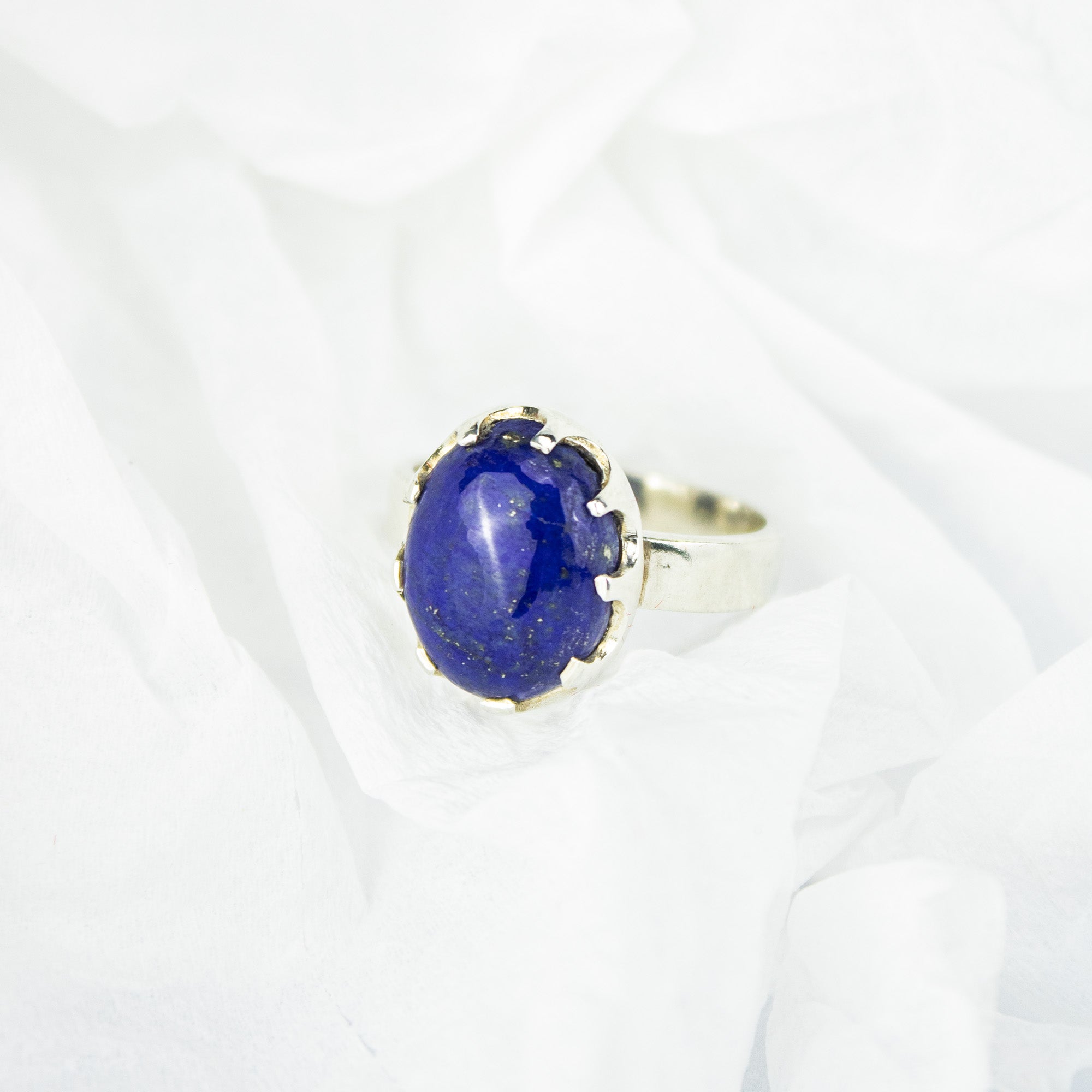 Lapis Lazuli Ring in 925 Sterling Silver – Natural Deep Blue Gemstone Ring – Size 17 mm