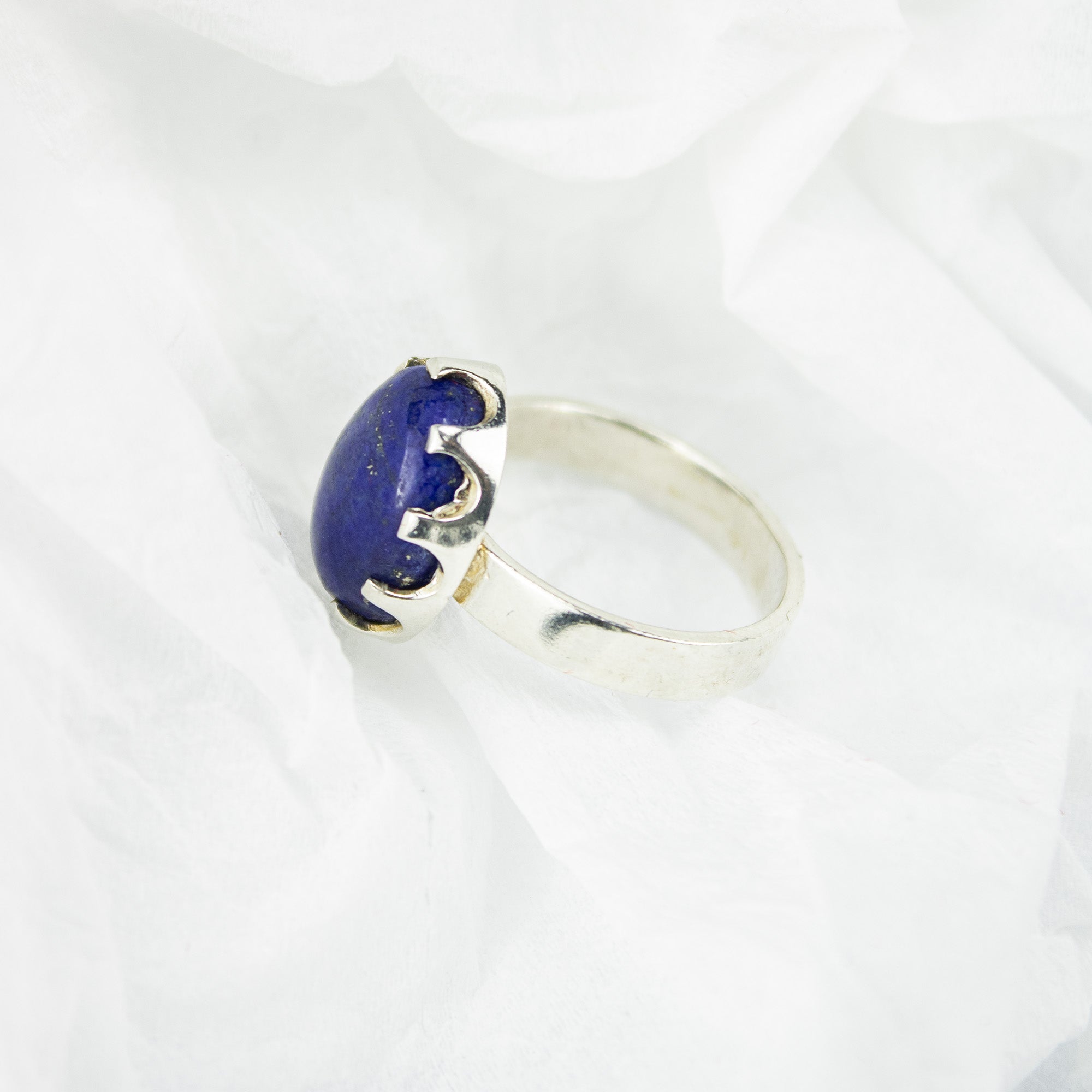 Lapis Lazuli Ring in 925 Sterling Silver – Natural Deep Blue Gemstone Ring – Size 17 mm