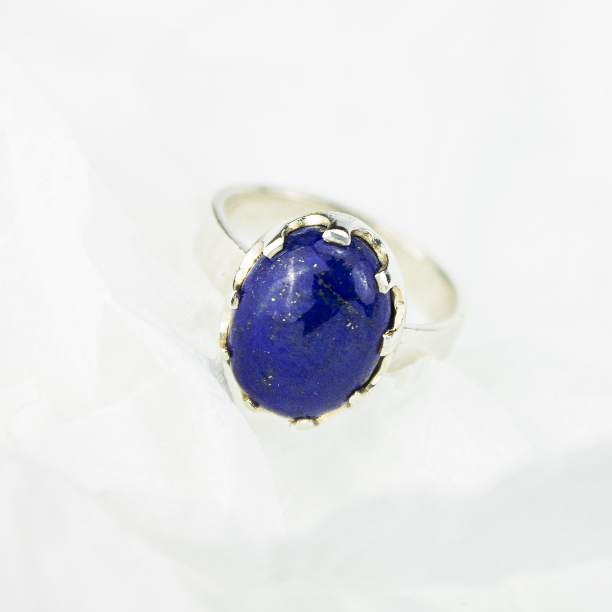 Lapis Lazuli Ring in 925 Sterling Silver – Natural Deep Blue Gemstone Ring – Size 17 mm
