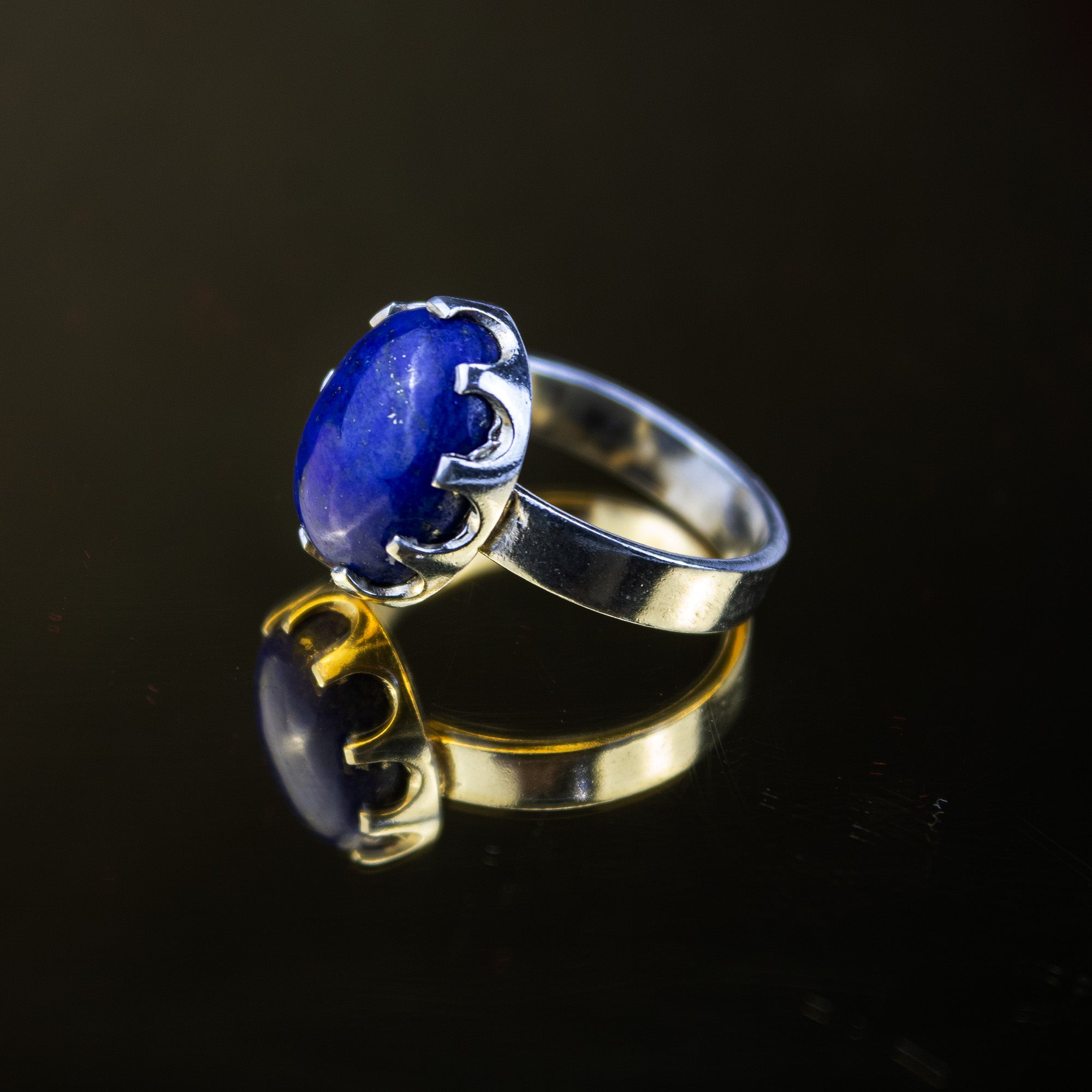 Lapis Lazuli Ring in 925 Sterling Silver – Natural Deep Blue Gemstone Ring – Size 17 mm