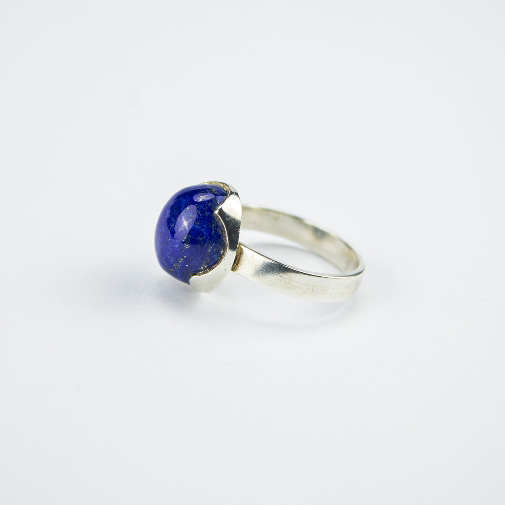 Lapis Lazuli Ring in 925 Sterling Silver – Natural Deep Blue Gemstone Ring – Size 18 mm