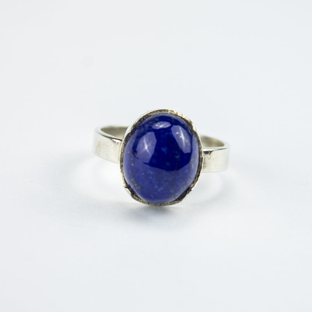 Lapis Lazuli Ring in 925 Sterling Silver – Natural Deep Blue Gemstone Ring – Size 18 mm