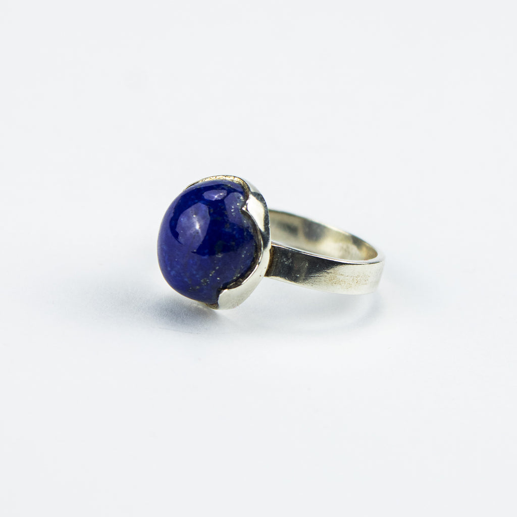 Lapis Lazuli Ring in 925 Sterling Silver – Natural Deep Blue Gemstone Ring – Size 18 mm