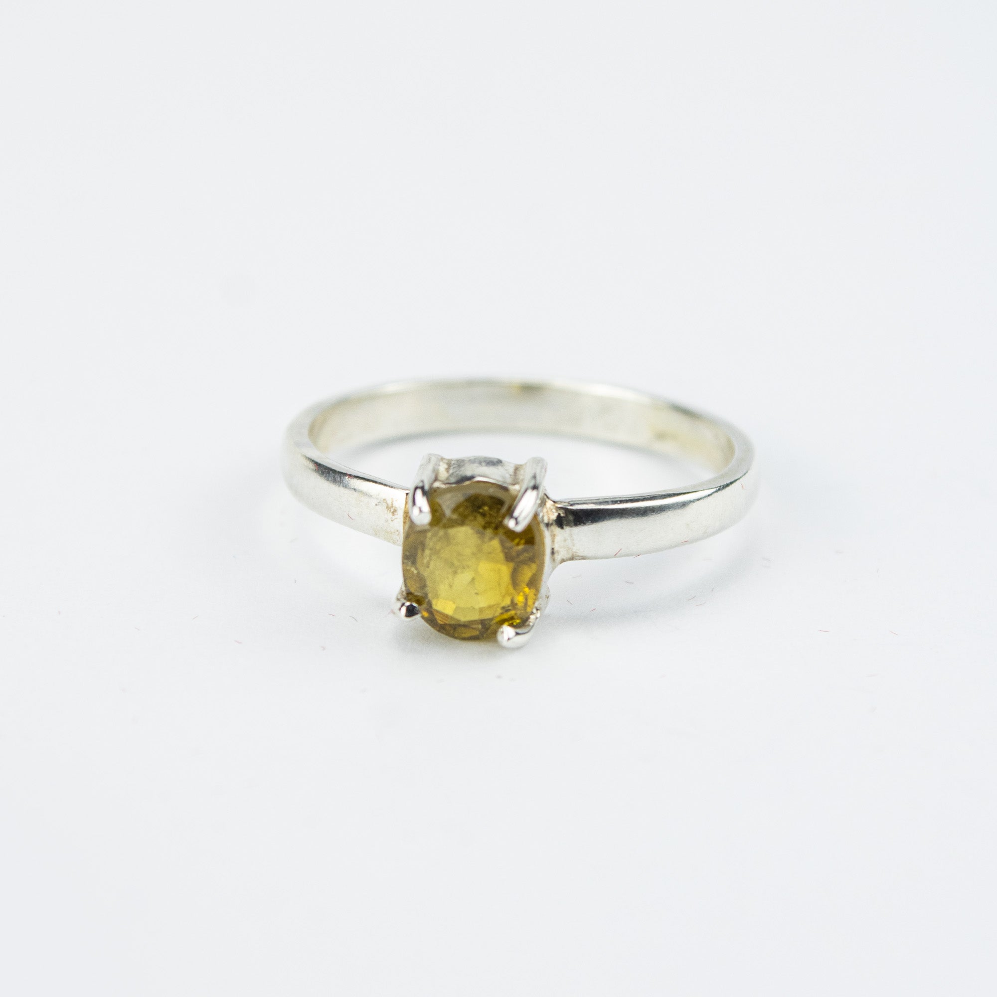 Golden Yellow Tourmaline Ring in 925 Sterling Silver – Natural Yellow Gemstone Ring – Size 20 mm