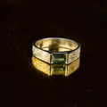 Afghan Forest Green Tourmaline Signet Ring in 925 Sterling Silver – Engraved Band – Natural Gemstone Ring – Size 20 mm