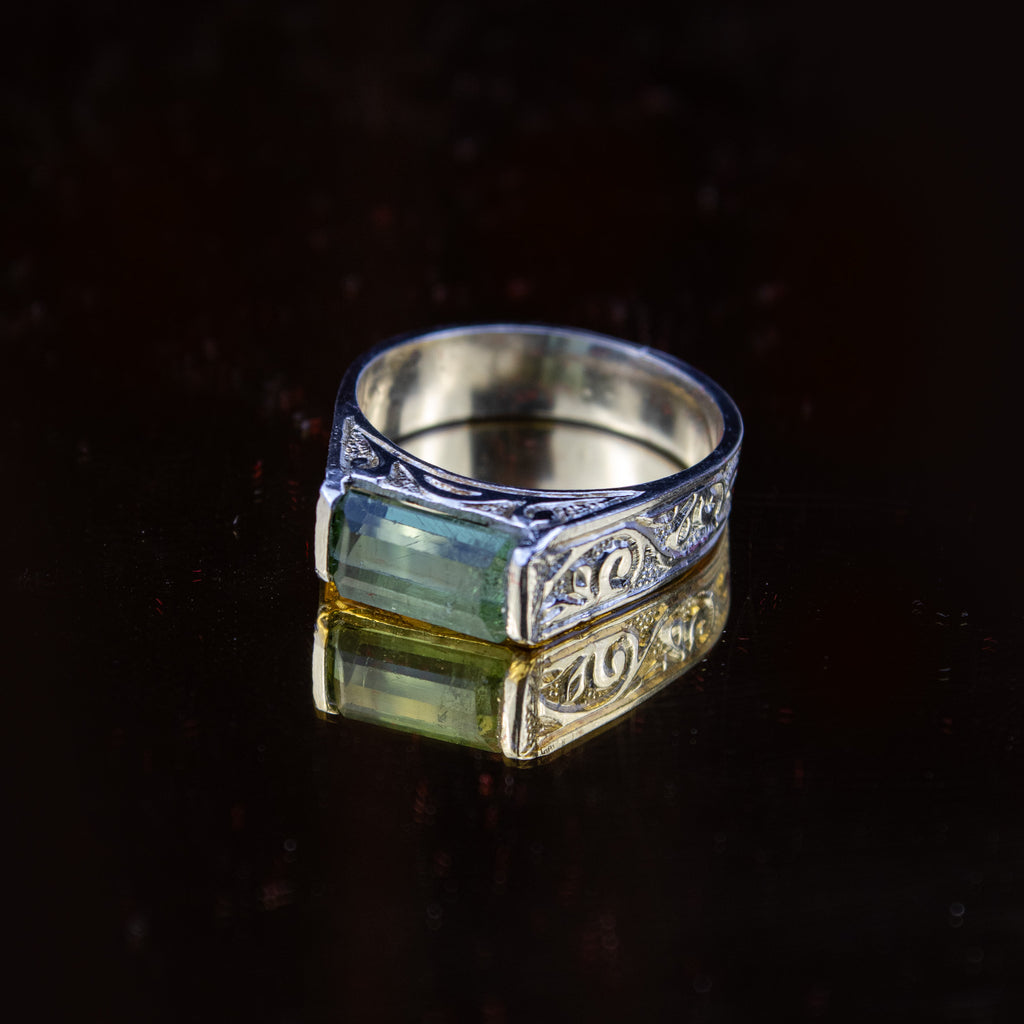 Afghan Paraiba Tourmaline Ring in 925 Sterling Silver – Emerald Cut Natural Tourmaline Ring – Handmade Statement Silver Ring – Size 20 mm