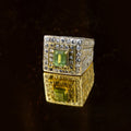 Afghan Bright Green Tourmaline Ring in 925 Sterling Silver – Square Cut Statement Ring with Stone Halo – Luxury Handmade Ring – Size 20 mm