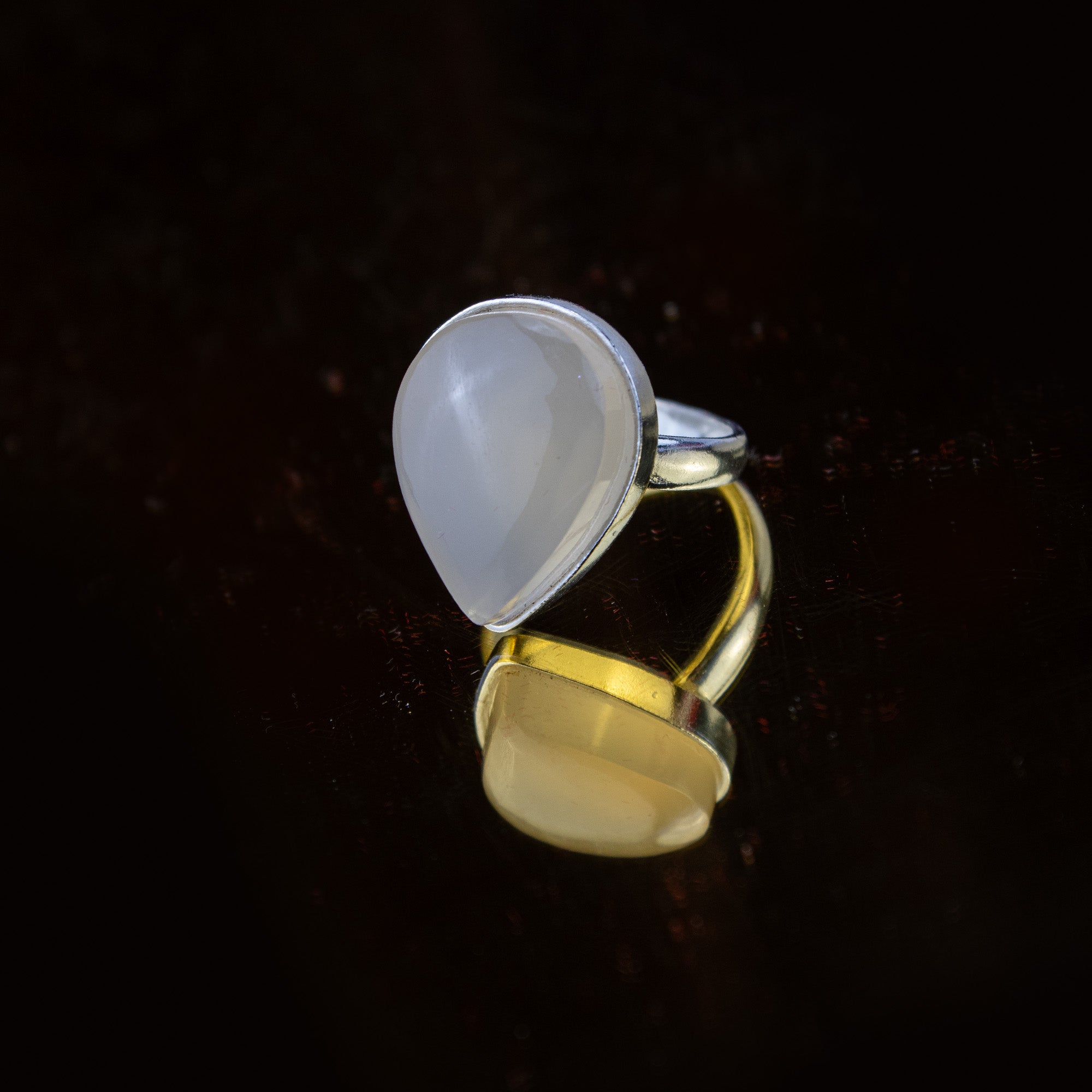 Afghan White Dendritic Agate Ring in 925 Sterling Silver – Natural Milky Stone Ring – Minimal Elegant Handmade Ring – Size 19 mm