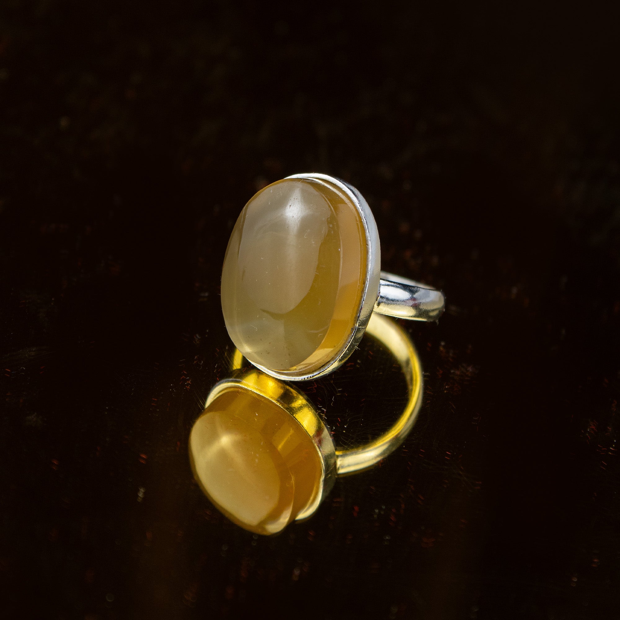 Afghan Brown Agate Ring in 925 Sterling Silver – Natural Warm Tone Cabochon Ring – Minimal Elegant Statement – Size 18 mm