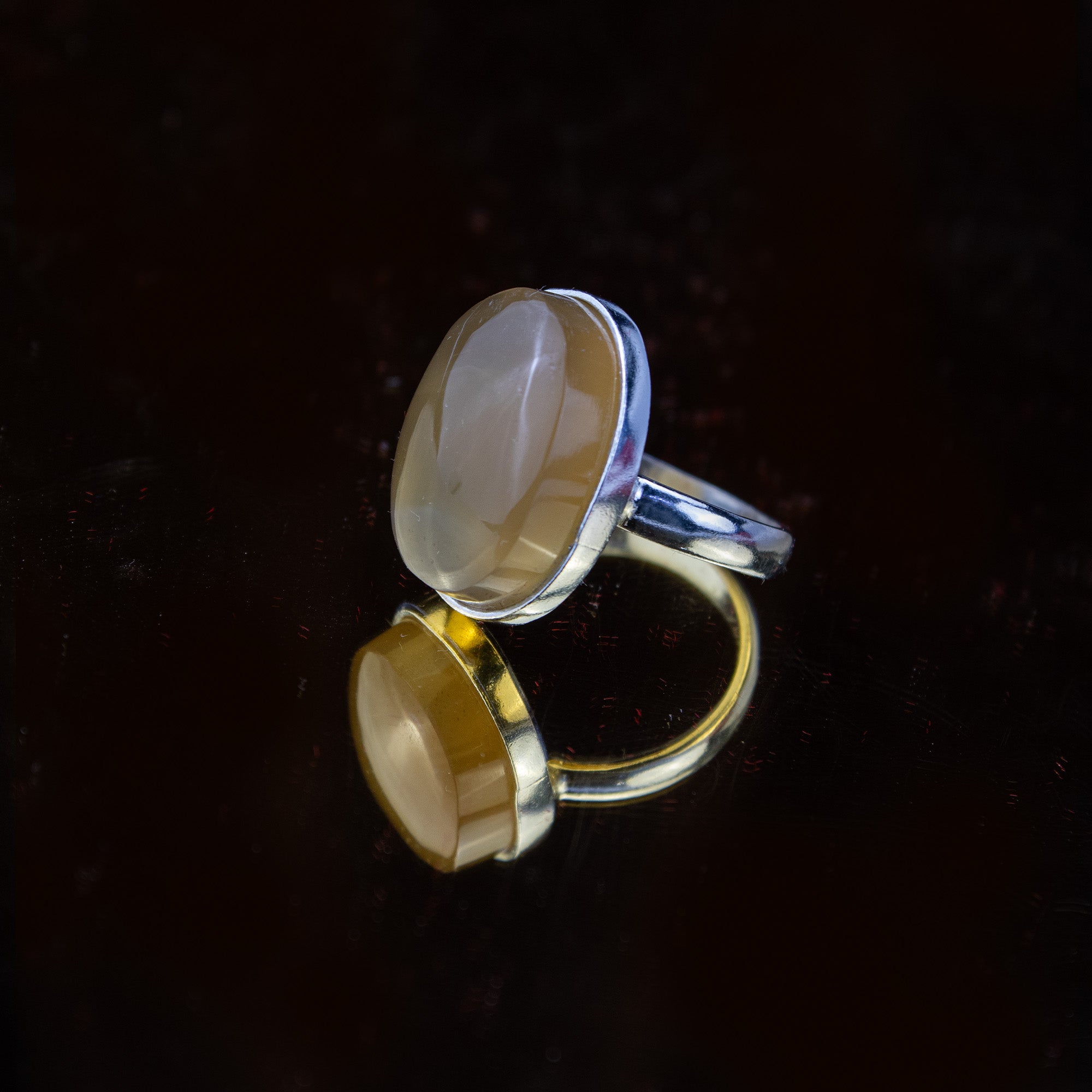 Afghan Brown Agate Ring in 925 Sterling Silver – Natural Warm Tone Cabochon Ring – Minimal Elegant Statement – Size 18 mm