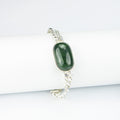 Afghan Nephrite Jade Men’s Silver Bracelet – 925 Sterling Silver Chain Bracelet – Handmade Luxury Jewelry